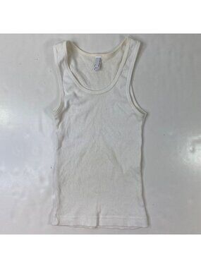 American Apparel Girls Tank Top Classic Girl White Solid Ribbed Size Small